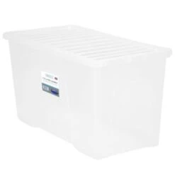 B&M Large Storage Box With Lid 110L - Clear