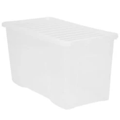 B&M Large Storage Box With Lid 110L - Clear -Home Furnishing Specialty Store 284861 110l storage box with lid clear
