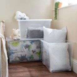 B&M Large Storage Box With Lid 110L - Clear -Home Furnishing Specialty Store 284861 110l storage box with lid clear 5