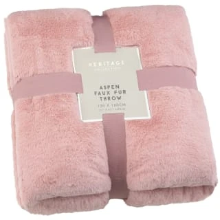 Aspen Faux Fur Throw - Blush 3 Aspen Faux Fur Throw - Blush