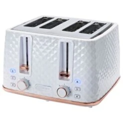 Home Furnishing Specialty Store 18 Goodmans Diamond 4 Slice Toaster - White & Rose Gold