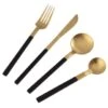 B&M Homestead Matte Black & Gold Cutlery Set 16pc -Home Furnishing Specialty Store 375296 homestead 16 piece black and gold cutlery 2