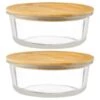 B&M Round Glass Food Containers With Bamboo Lid 2pk -Home Furnishing Specialty Store 376822 2 round glass food containers 2