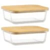 B&M Rectangular Glass Food Containers With Bamboo Lids 2pk 2 B&M Rectangular Glass Food Containers With Bamboo Lids 2pk -Home Furnishing Specialty Store 376824 2pk regular glass food containers 4