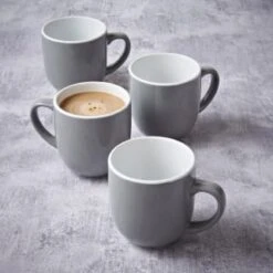 Simply Everyday Gloss Mugs 4pk - Grey -Home Furnishing Specialty Store 380120 4pk simply everyday mugs grey