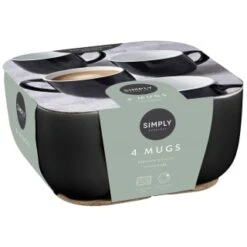 Simply Everyday Gloss Mugs 4pk - Black 9 Simply Everyday Gloss Mugs 4pk - Black -Home Furnishing Specialty Store 380121 4pk simply everyday mugs black 2