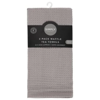 Simply Everyday Waffle Tea Towels 3pk - Grey 3 Simply Everyday Waffle Tea Towels 3pk - Grey