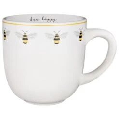 B&M Bee Happy Printed Mugs - 4pk -Home Furnishing Specialty Store 380506 4pk printed mugs bee happy white