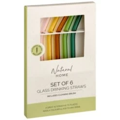 B&M Natural Home Set Of 6 Glass Drinking Straws