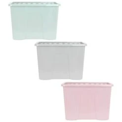 B&M Storage Box With Lid 80L - Dusty Pink -Home Furnishing Specialty Store 391381 391383 391384 80l storage box and lid group