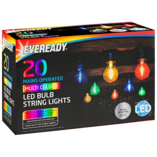 Eveready Mains Powered LED Bulb String Lights 20pk - Multicolour 5 Eveready Mains Powered LED Bulb String Lights 20pk - Multicolour - Image 3