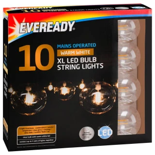 Eveready Mains Powered XL LED Bulb String Lights 10pk - Warm White 6 Eveready Mains Powered XL LED Bulb String Lights 10pk - Warm White - Image 4