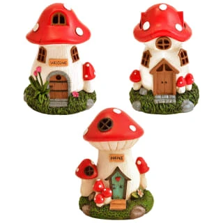 B&M Assorted Mushroom House Ornament With Glowing Solar Light 3 B&M Assorted Mushroom House Ornament With Glowing Solar Light
