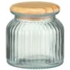 B&M Small Ribbed Glass Jar With Wooden Lid -Home Furnishing Specialty Store 394427 ribbed glass jar with wooden lid small 2