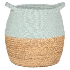 B&M Rope & Wicker Belly Basket - Green